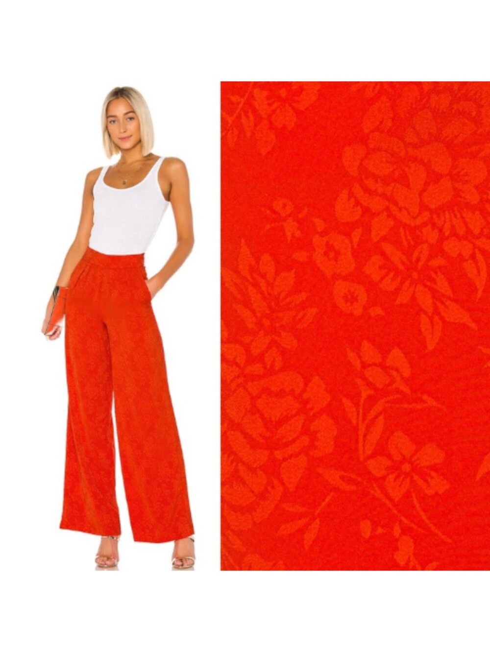 NWOT House of Harlow x Revolve 1960 Charlie Wide-Leg Floral Jacquard Pants